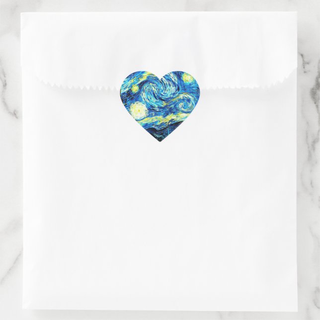 Van Gogh - Starry Night Heart Sticker (Bag)