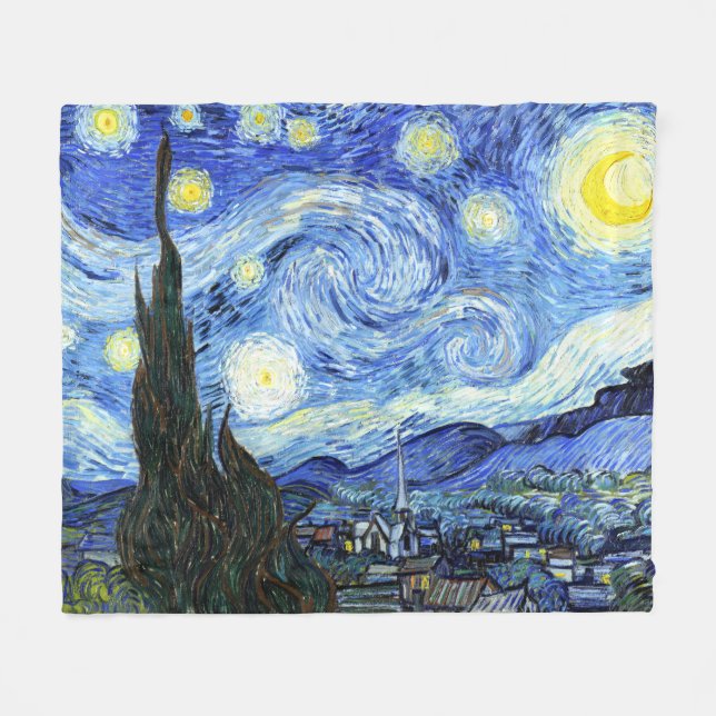 Van Gogh Starry Night Impressionism Fleece Blanket (Front (Horizontal))