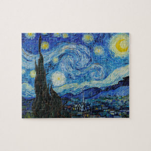 Van Gogh Starry Night. Impressionism vintage art Jigsaw Puzzle