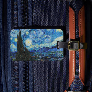 Van Gogh Starry Night. Impressionism vintage art Luggage Tag