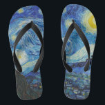 Van Gogh Starry Night. Impressionism vintage art Thongs<br><div class="desc">Van Gogh "The Starry Night" flip flops.</div>
