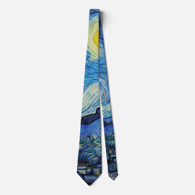 Van Gogh Starry Night. Impressionism vintage art Tie (Front)