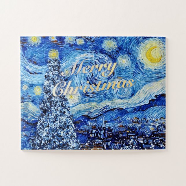 Van Gogh - Starry Night Merry Christmas Jigsaw Puzzle (Horizontal)