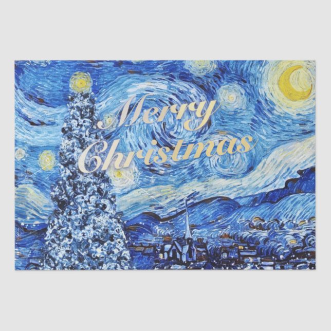 Van Gogh - Starry Night Merry Christmas  Tissue Paper (Front)
