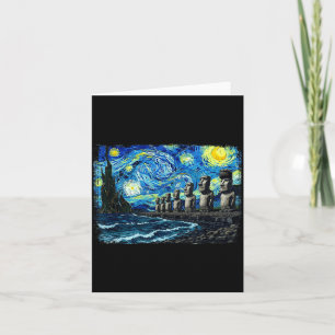 Van Gogh Starry Night Moai Easter Island Chile Tra Card