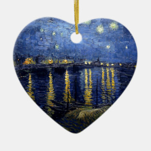 Van Gogh Starry Night Over Rhone Ceramic Tree Decoration