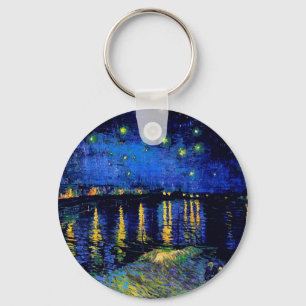 Van Gogh Starry Night Over Rhone  (F474) Fine Art Key Ring