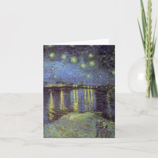 Van Gogh Starry Night Over Rhone Holiday Card (Front)
