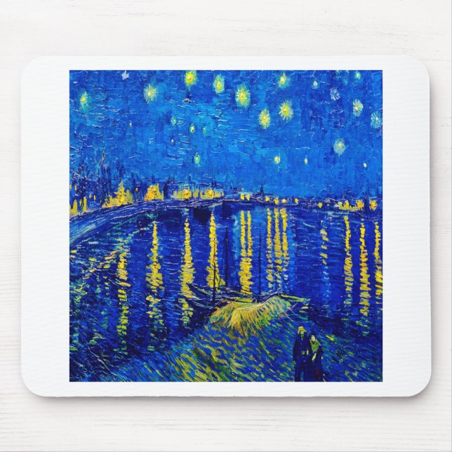 Van Gogh Starry Night Over Rhone Mouse Pad (Front)