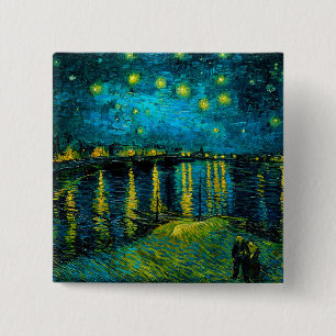 Van Gogh Starry Night Over the Rhône  15 Cm Square Badge