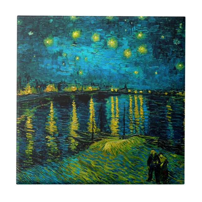 Van Gogh Starry Night Over the Rhône  Ceramic Tile (Front)