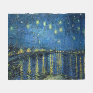 Van Gogh Starry Night Over the Rhone Fleece Blanket