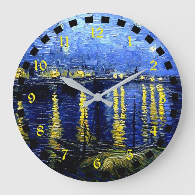 Van Gogh - Starry Night over the Rhone Large Clock (Front)