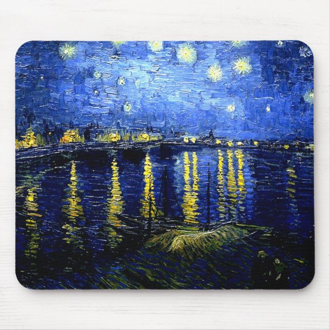 Van Gogh - Starry Night over the Rhone Mouse Pad (Front)