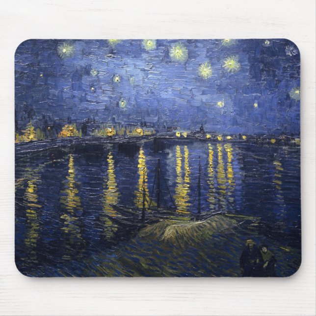 Van Gogh Starry Night Over The Rhone Mouse Pad (Front)
