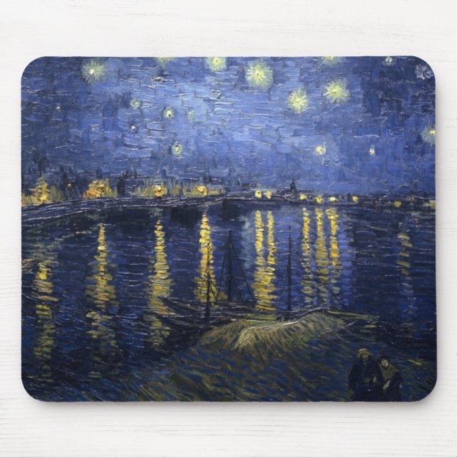 Van Gogh Starry Night Over the Rhone Mouse Pad (Front)