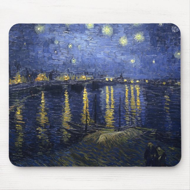 Van Gogh Starry Night Over The Rhone Mouse Pad (Front)