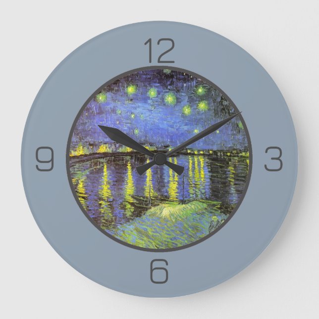 van Gogh Starry Night Over the Rhone Party Items Large Clock (Front)