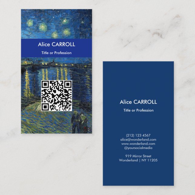 Van Gogh - Starry Night Over the Rhone - QR Code Business Card (Front/Back)