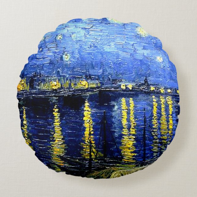 Van Gogh - Starry Night over the Rhone  Round Cushion (Front)