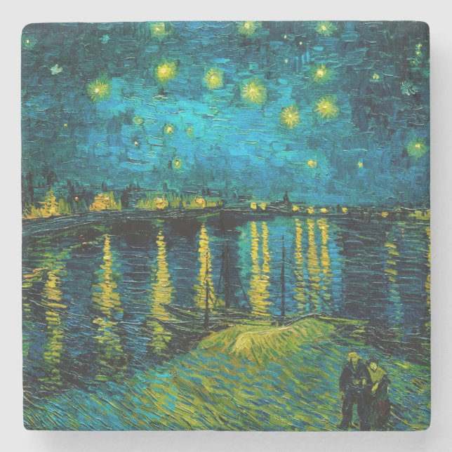 Van Gogh Starry Night Over the Rhône  Stone Coaster (Front)