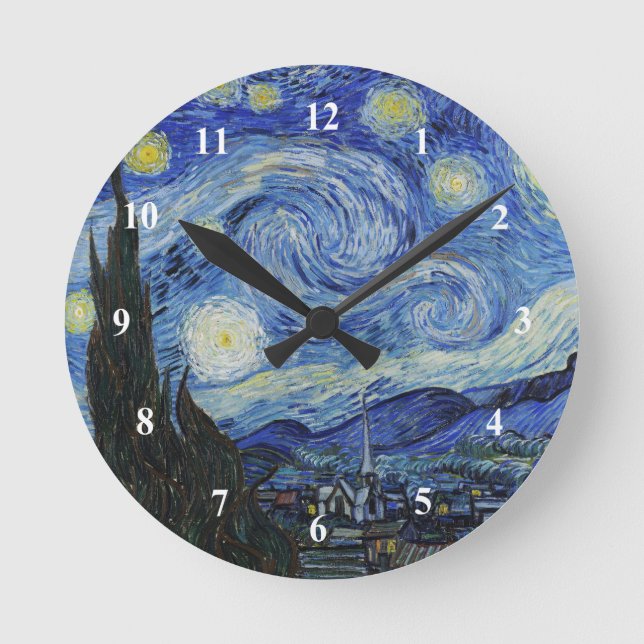 Van Gogh Starry Night Painting Round Clock (Front)
