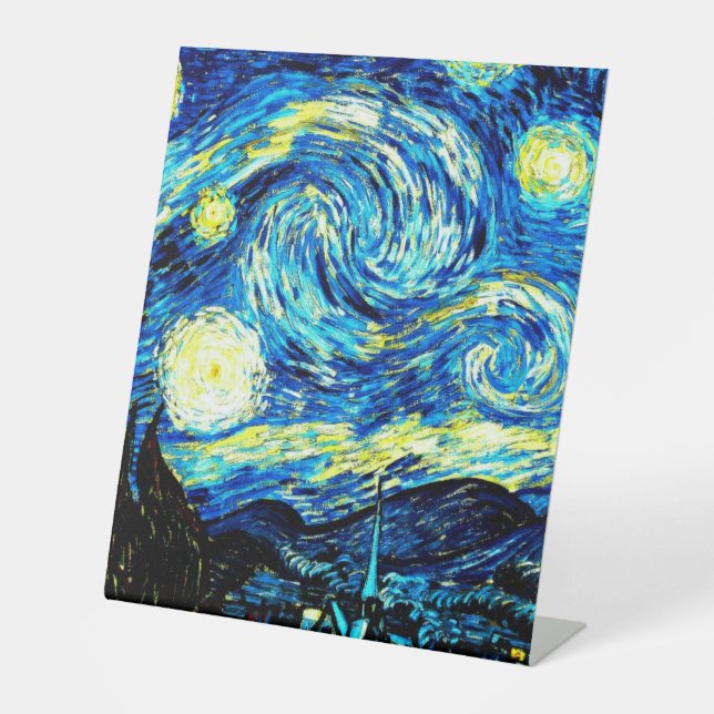Van Gogh, Starry Night Pedestal Sign (Front)