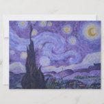 Van Gogh Starry Night Purple Art Print Flat Card<br><div class="desc">Hand painted acrylic painting of The Starry Night by Van Gogh in purple.</div>