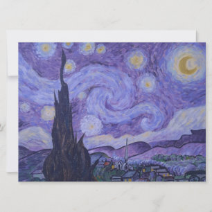 Van Gogh Starry Night Purple Art Print Flat Card