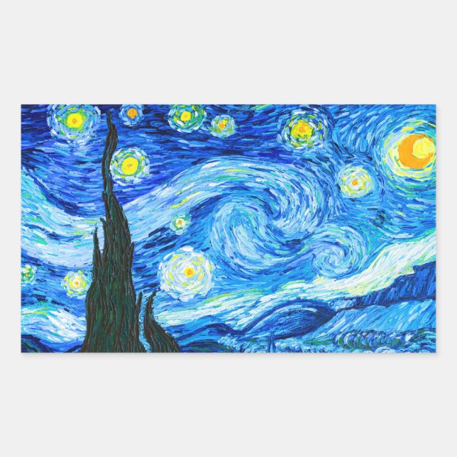 Van Gogh Starry Night Rectangular Sticker (Front)