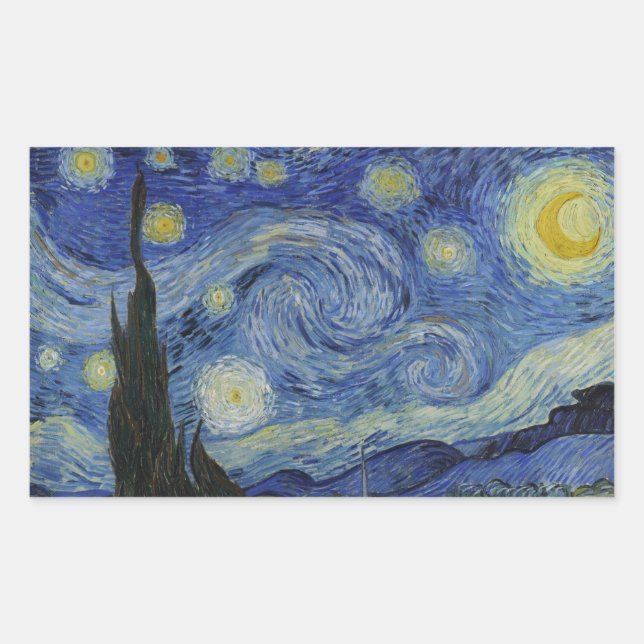 Van Gogh - Starry Night Rectangular Sticker (Front)