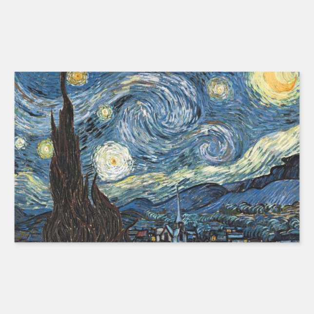 Van Gogh Starry Night Rectangular Sticker (Front)