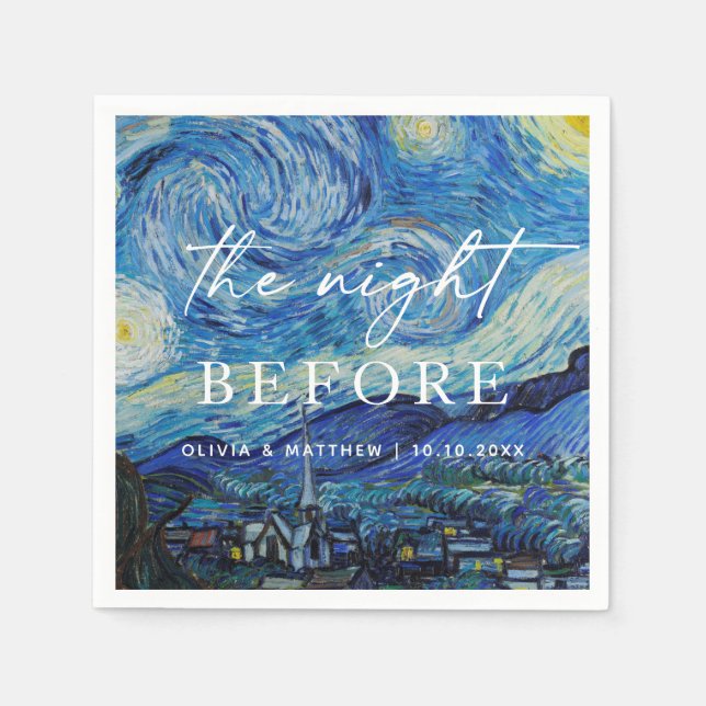 Van Gogh Starry Night Rehearsal Dinner | Celestial Napkin (Front)