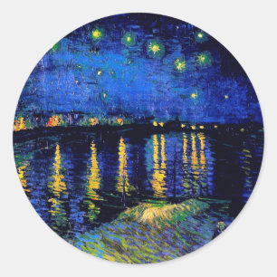Van Gogh Starry Night Rhone (F474) Fine Art Classic Round Sticker