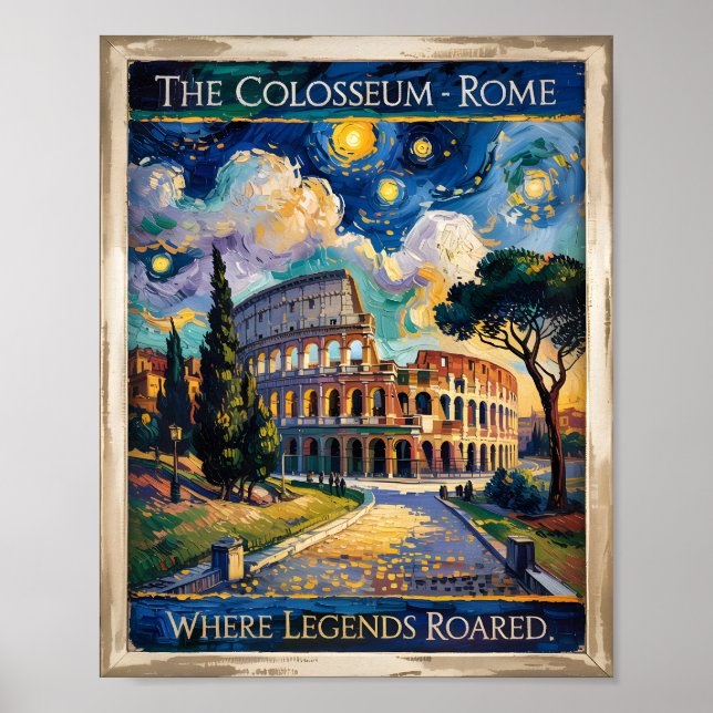 Van Gogh Starry Night Rome Italy Colosseum Travel  Poster (Front)