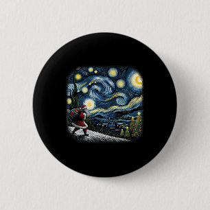 Van Gogh Starry Night Santa Christmas Winter Snowy 6 Cm Round Badge