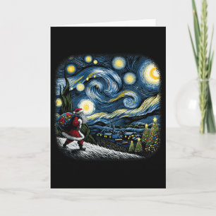 Van Gogh Starry Night Santa Christmas Winter Snowy Card
