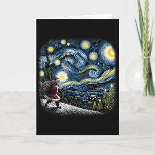 Van Gogh Starry Night Santa Christmas Winter Snowy Card