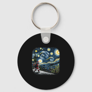 Van Gogh Starry Night Santa Christmas Winter Snowy Key Ring