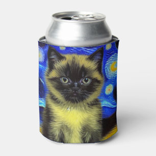 Van Gogh Starry Night Siamese Cat Can Cooler
