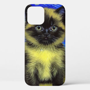 Van Gogh Starry Night Siamese Cat iPhone 12 Case