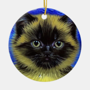 Van Gogh Starry Night Siamese Cat Ceramic Ornament