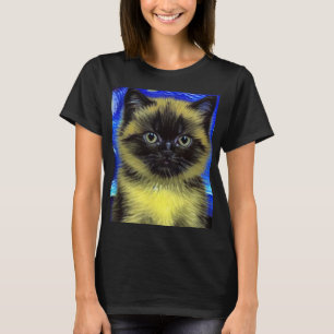 Van Gogh Starry Night Siamese Cat T-Shirt