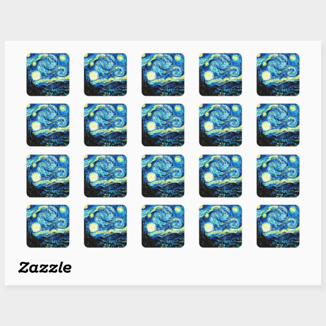 Van Gogh - Starry Night Square Sticker (Sheet)
