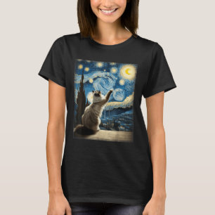 Van Gogh Starry Night Style Artistic Ragdoll Cat T-Shirt