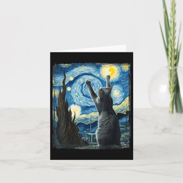 Van Gogh Starry Night Style Artistic Russian Blue  Card (Front)