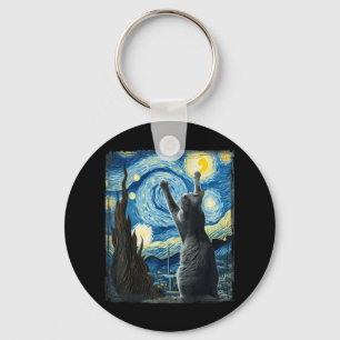 Van Gogh Starry Night Style Artistic Russian Blue Key Ring