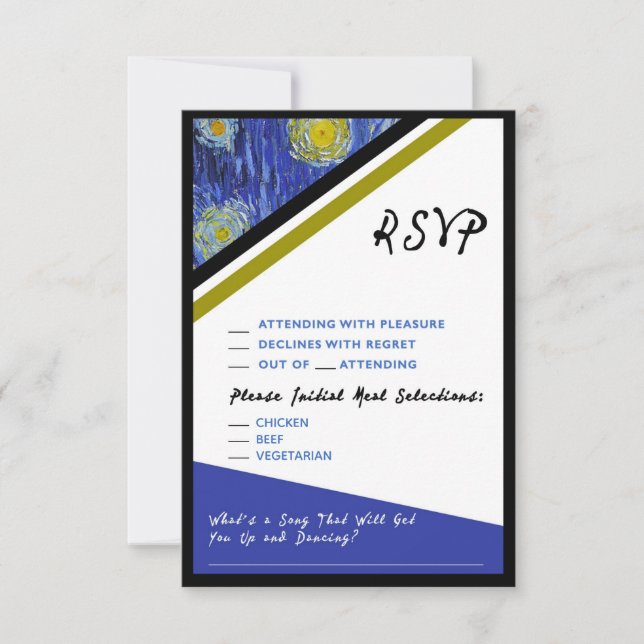 Van Gogh Starry Night Style RSVP wedding enclosure (Front)