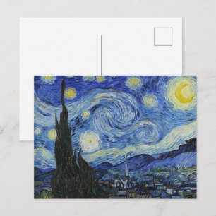 Van Gogh Starry Night Swirling Sky Blue Art Postcard