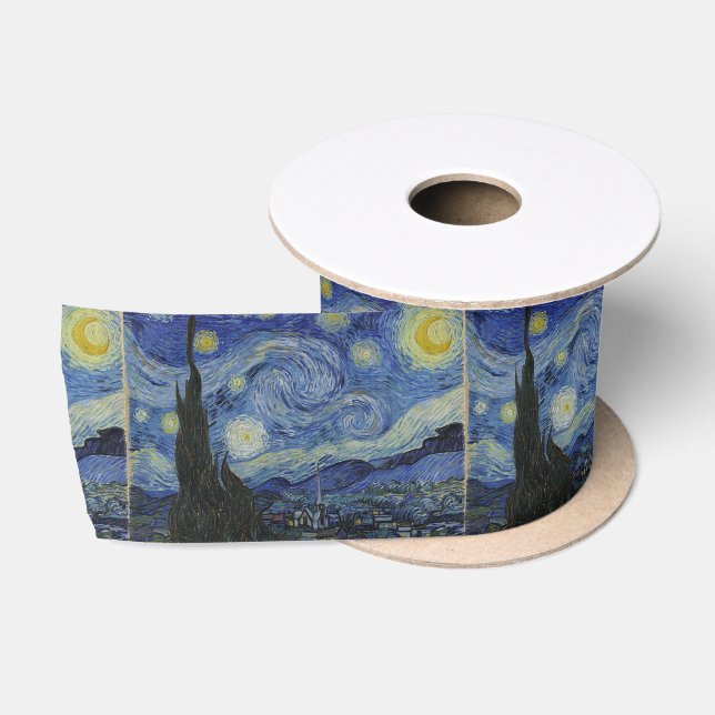 Van Gogh Starry Night Template Satin Ribbon (Spool)